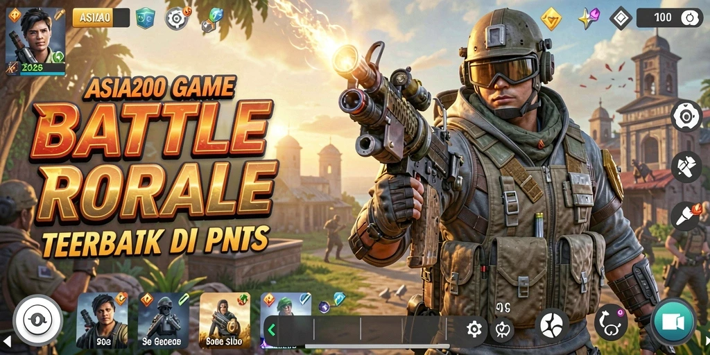 Screenshot gameplay ASIA200 menampilkan aksi seru di medan perang Battle Royale.