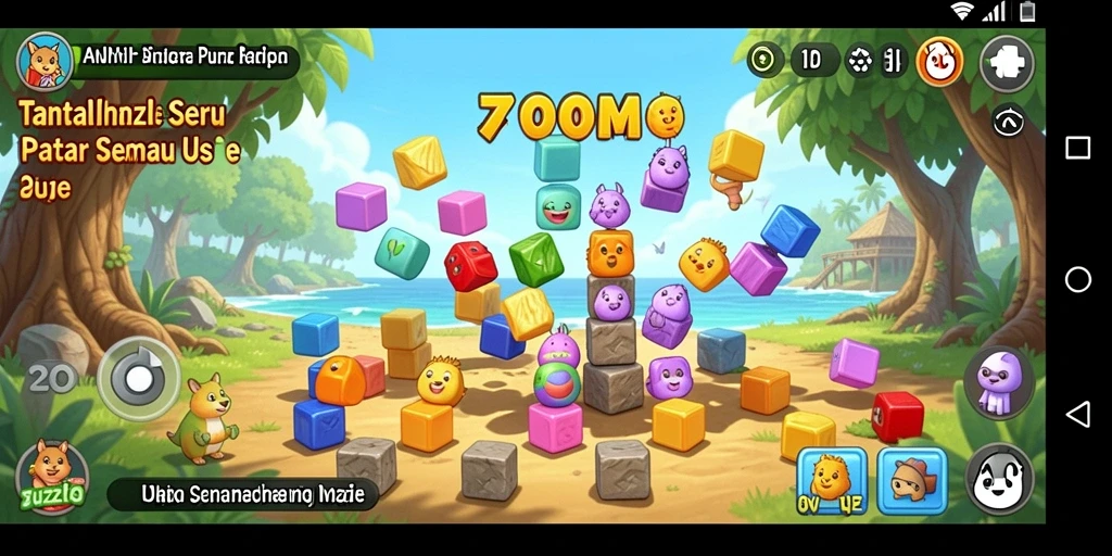 Screenshot gameplay J200M menampilkan tantangan Puzzle menarik.