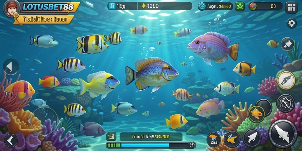 Tampilan menarik dari gameplay Tembak Ikan LOTUSBET88 yang seru.