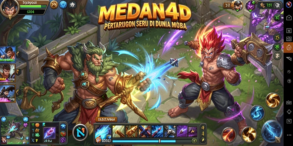 Tangkapan layar gameplay MOBA yang intens dan menegangkan dari MEDAN4D.