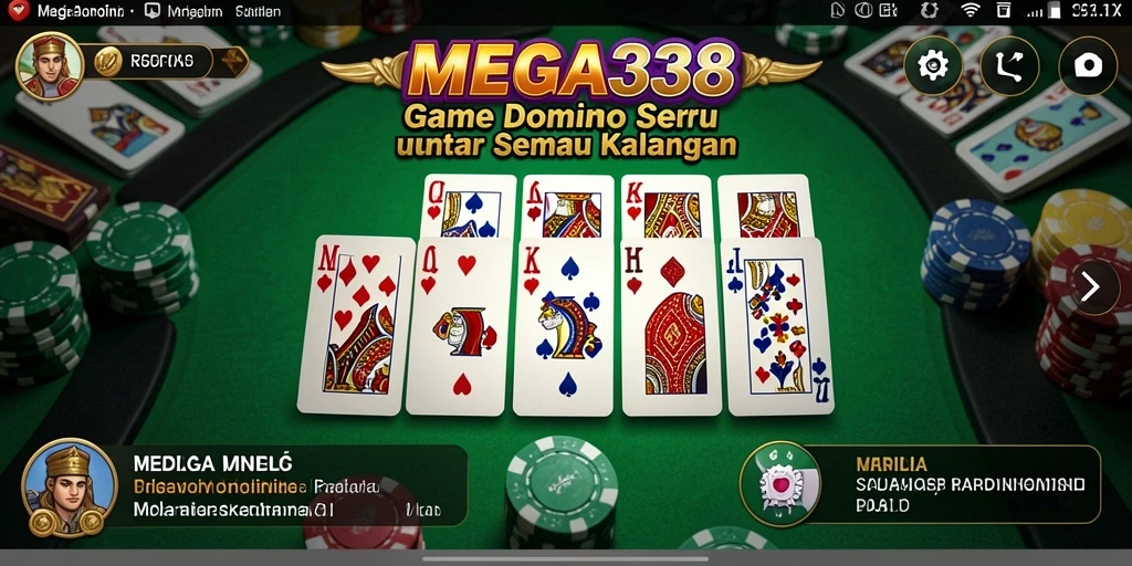 Screenshot utama MEGA338 menampilkan gameplay seru dalam permainan Domino.