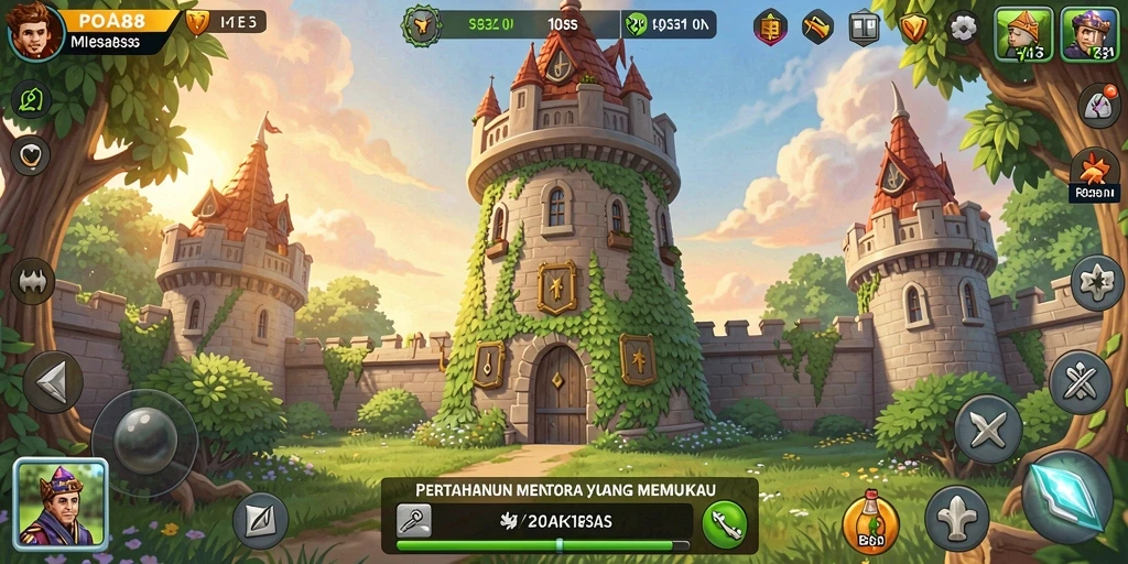 Tampilan gameplay menegangkan dalam game Tower Defense POA88.