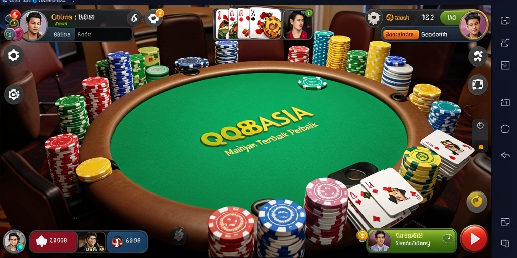Tampilan menarik gameplay Poker QQ88ASIA dengan fitur interaktif.