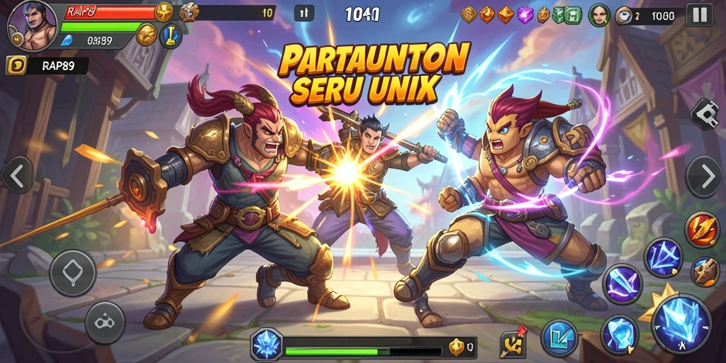 Screenshot menunjukkan pertarungan intens dengan karakter unik di RAP89.