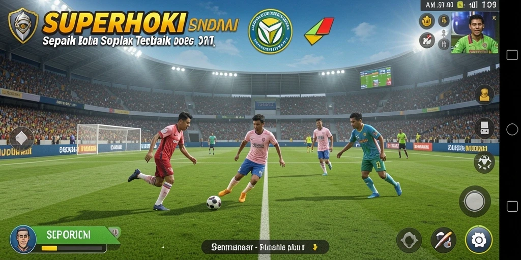 Gameplay mendebarkan dalam SUPERHOKI yang menampilkan pertandingan sepak bola.