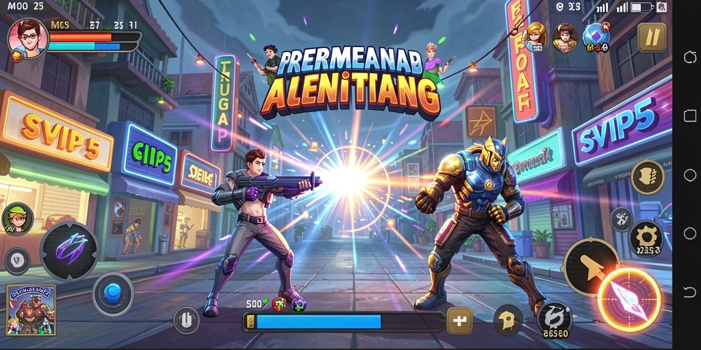 Screenshot SVIP5 menunjukkan aksi seru dalam permainan Arcade.