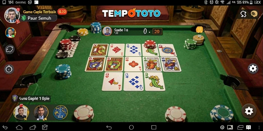 Screenshot gameplay TEMPOTOTO dengan tampilan mesra pemain Gaple.